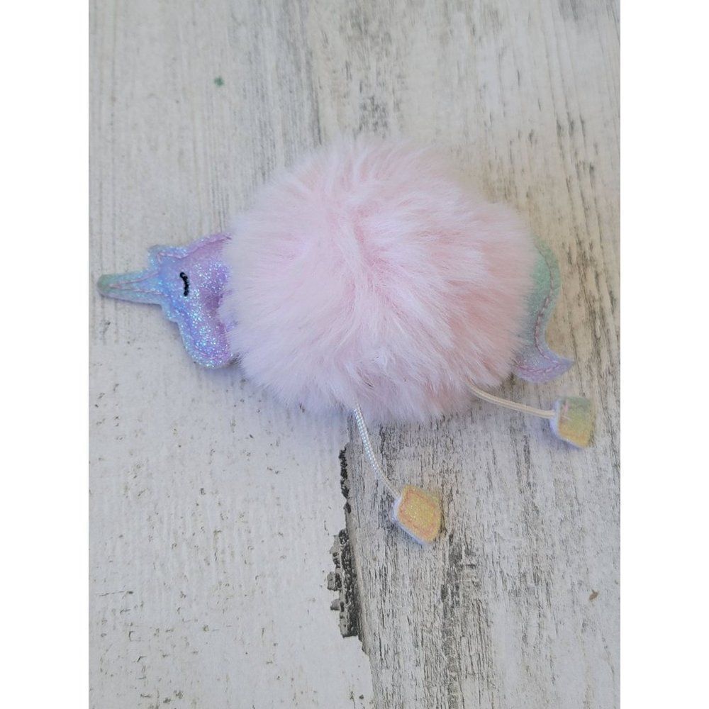 Plush glitter unicorn puff ball keychain accessory toy